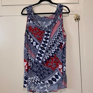 RXB Aztec Floral Mixed Pattern Tank-top Blouse